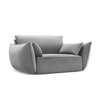 Velvet fotelis Vanda, 128x100x85 cm, pilkas
