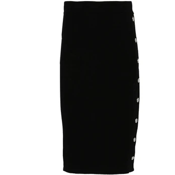 Mini sijonas moterims, Juoda, Ribbed-knit mini skirt