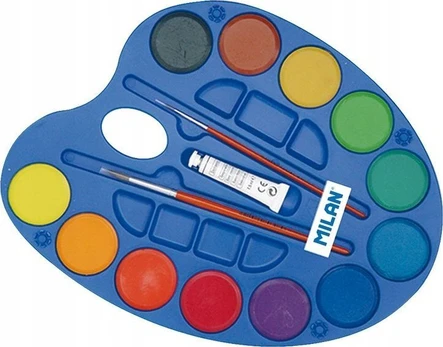 Teka Watercolor dažai 12 tablečių + teptukas MILAN