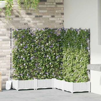 Sodo Vazonas su Trellis 5 vnt Baltas 120x120x125.5 cm