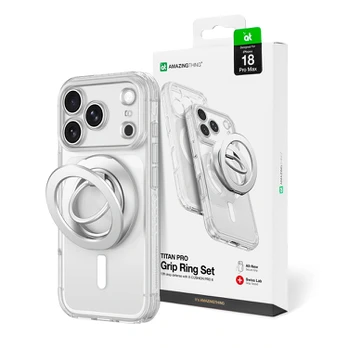 Dėklas Amazingthing Titan Pro Lens Ring Set MagSafe do iPhone 18 Pro Max permatomas