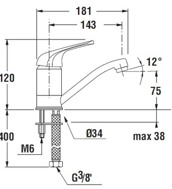 Plautuvės maišytuvas LYRA, 143 mm snapas, chromas
