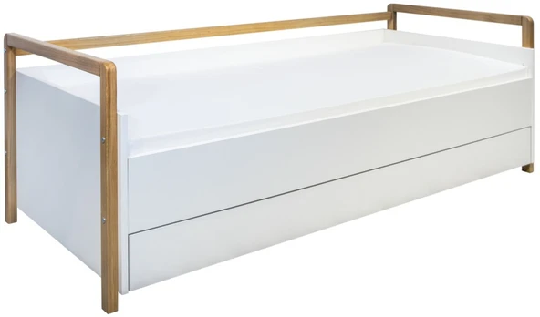 Balta Sofa Victor Su stalčiumi ir čiužiniu 180/80