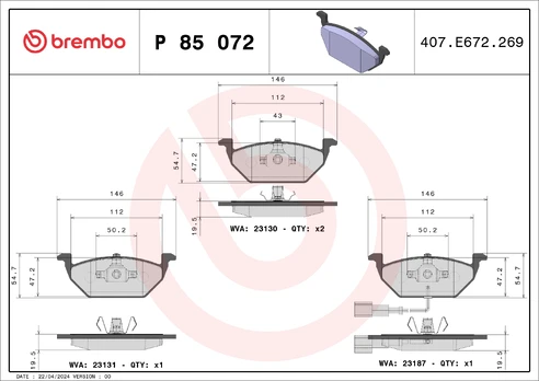 Brake pads - tuning Xtra P 85 072X front