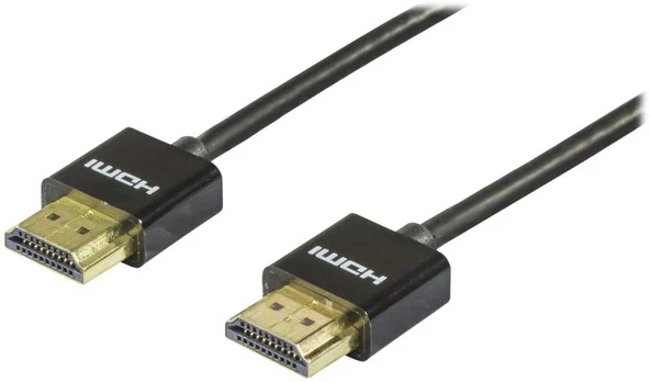 DELTACO thin HDMI cable, HDMI High Speed with Ethernet, 0.5m, juodas