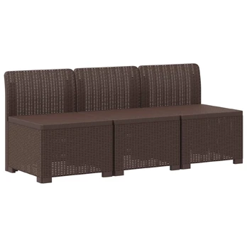 3- vietis Sodas Sofas Ratanas PP Ruda