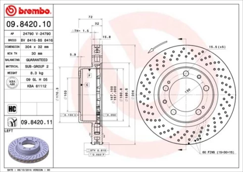 Stabdžių diskas BREMBO 09.8420.11