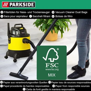 10 dulkių siurblio maišelių Parkside Pnts 1250, 1300 serijai