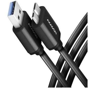 Axagon Data and charging USB 3.2 Gen1 kabelio ilgis 1 m. 3A. Juodas.
