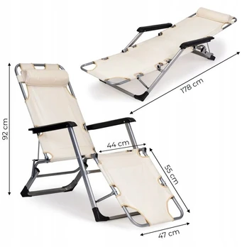 Sulankstomas sodo gultas pliažo kėdė 2in1 sofa beige solid 150kg