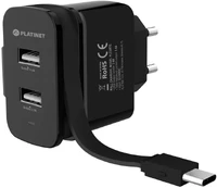 Mob.telefono tinklo įkroviklis Platinet 2xUSB 3,4A + USB-C (44654) kaina