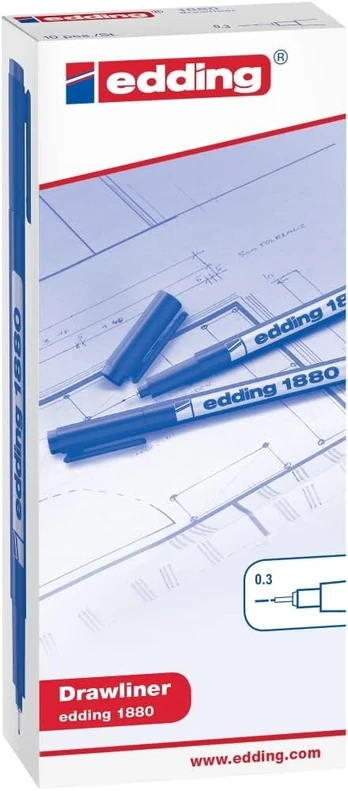 Edding 1880 0.3 Drawliner rašiklis (10 vnt. dėžutė)