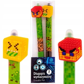 Astra Oops Pixel One ištrinami rašikliai, 2 vnt., Minecraft tema
