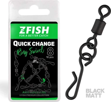 'ZFISH Quick Change Ring Swivel Matt size 8