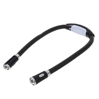 Lanksti LED kaklo lempa skaitymui, juoda