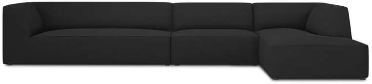 Kampinė sofa Micadoni Home Ruby 5 Seats, grafito, dešininė, 366 x 180 cm x 69 cm
