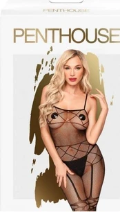 Penthouse Firecracker Juodas S/L Bodystocking with Open Design