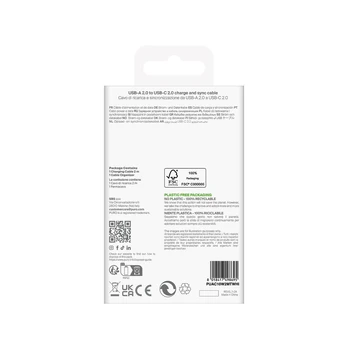 Kabelis Puro 10W TPE USB-A - USB-C 2m - balta