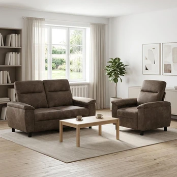 Sofa Sofos komplektas 2 vnt. Tamsiai pilka Dirbtinė suedė oda