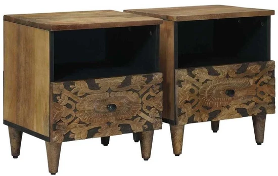 Lovos spintelė 2 pcs Ruda 40 x 33 x 46 cm Kietas mango medis