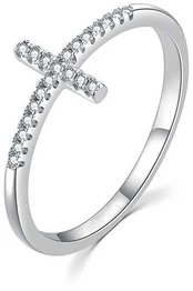 Moiss Elegant sidabrinis ring with a cross R00020