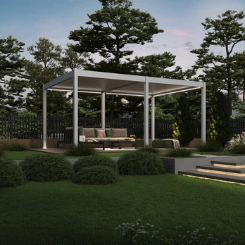 Pavėsinė Pergola deluxe automatic 3.6x5.3 su LED, balta