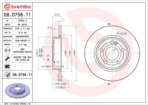 BREMBO 08.D758.11 Brake Disc