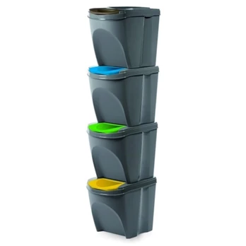 Prosperplast Sortibox 4x25L pilkos spalvos rūšiavimo krepšelių komplektas