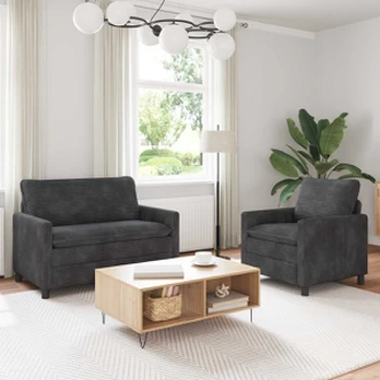 Sofa Sofos komplektas 2 pcs Tamsiai pilka Poliesteris