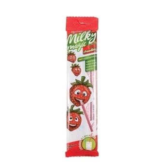 Braškių skonio šiaudeliai MILKY MAGIC, 26 g