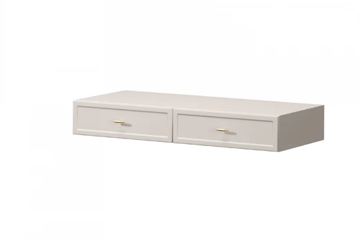 Wall Mounted Dressing Table Lorini - Cashmere / Gold Handles T-bar