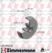 Stabdžių būgnas ZIMMERMANN 470.1856.00 kaina