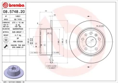 Stabdžių diskas BREMBO 08.5748.20 kaina