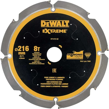 Dewalt pluoštinio cemento pjovimo diskas 216x30 / 8 dantų, kampas 12°