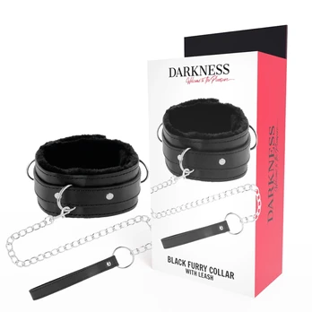 Apykaklė ir pavadėlis su kailiu DARKNESS