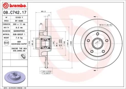 Stabdžių diskas BREMBO 08.C742.17 kaina