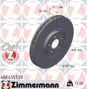 Stabdžių diskas ZIMMERMANN 460.4557.20