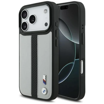 Dėklas BMW M Perforated Stripe Logo MagSafe do iPhone 17 Pro pilka