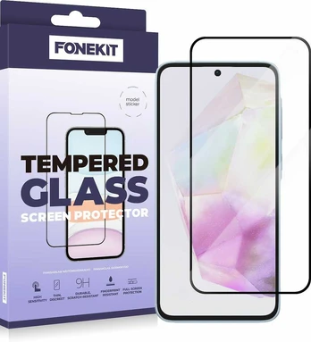 FoneKit Full Cover -panssarilasi, Samsung Galaxy A56, musta