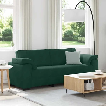 Trivietė sofa, tamsiai žalia, 220x77x82 cm, aksomas