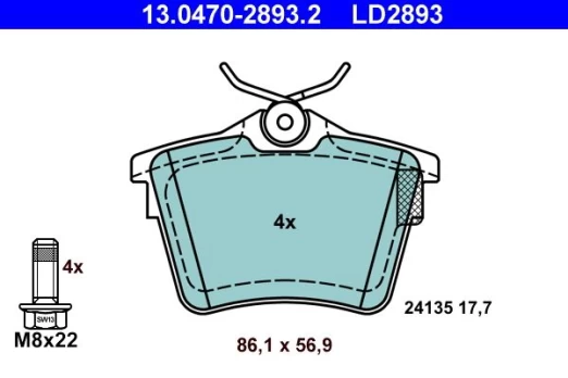 ATE 13.0470-2893.2 Brake pad set