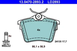 ATE 13.0470-2893.2 Brake pad set