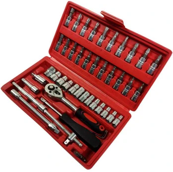 Rinkinys KLUCZY 1/4" 46szt. Sidabrinis