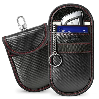 Dėklas TECH-PROTECT KLR100 POUCH KEYLESS RFID SIGNAL BLOCKER CASE CARBON Juodas/Raudonas