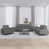 Sofa Sofos komplektas, 3 dalių, tamsiai pilkos spalvos, audinys kaina