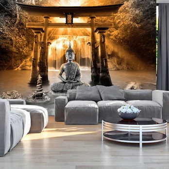Artgeist Fototapetas - Buddha Smile (Oranžinis)