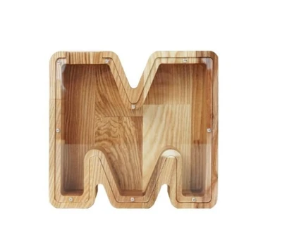 Vidutinė medinė taupyklė raidė „M“ (26 cm)