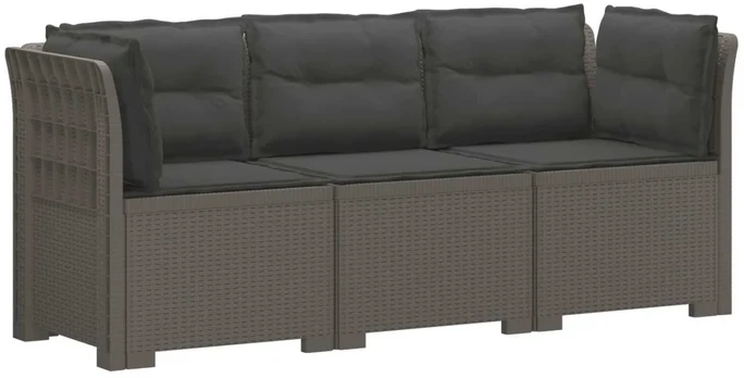 3-vietė sodo sofa su pagalvėlėmis, Rattan išvaizda PP