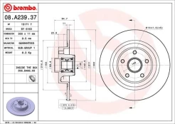 Stabdžių diskas BREMBO 08.A239.37 kaina