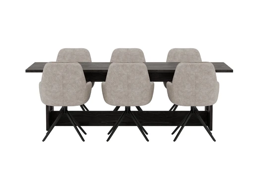Milly Dining Table 100x235 Black + Manchi Chair 2-pack Black/Brown _6